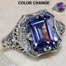 3CT Natural Alexandrite 925 Sterling Silver Vintage Style Ring Sz 6 RE2