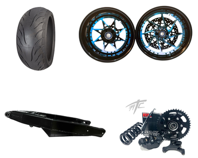 240 FAT TIRE KIT BLACK & BLUE SWITCHBACK BLACK STEALTH ARM 08-12