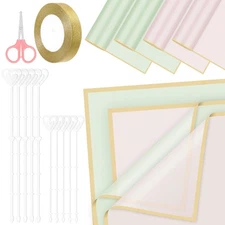 52pcs Flower Wrapping Paper Set, Including 40 Sheets Pink and Blue Waterproof...