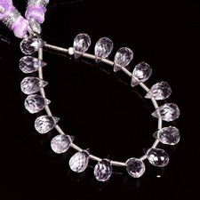 Natural Amethyst Gemstone Teardrop Shape Faceted Beads 7X5 8X5mm Strand 4" E-660