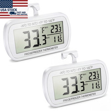 2 Pack Digital Refrigerator Freezer Thermometer Waterprof LCD MaxMin Temperature