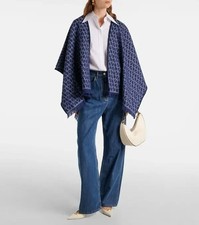 Valentino Toile Iconographe Jacquard Wool Poncho Blue - BNWT