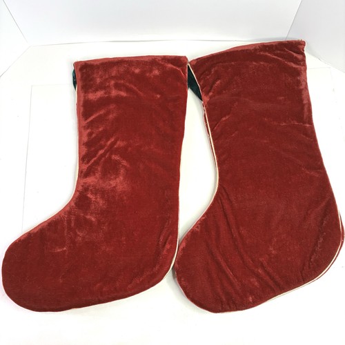 Set of 5 Christmas Stockings Velvet Red Burgundy & Green Gold Star & Moon - Picture 4 of 13
