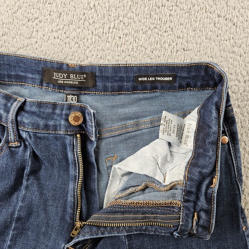 Judy Blue Jeans 30 (29x32) Blue High Rise Wide Leg Trouser Baggy - Picture 4 of 16