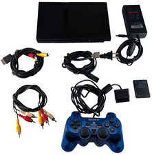 Sony PS2 PlayStation 2 Slim Console Bundle, Blue Controller, 8MB Card, Cords