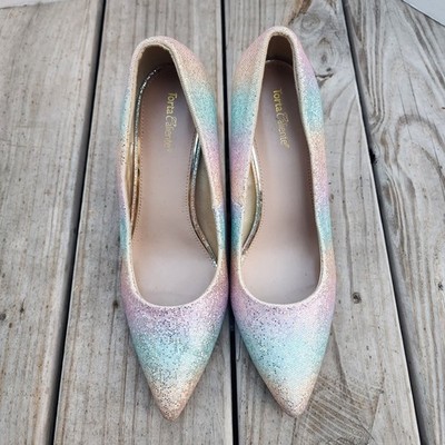 Torta Caliente Stiletto Shoes Womens Sz 10M Pastel Rainbow Glitter Pointed Toe