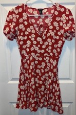 Forever 21 Daisy Red Mini Dress Short Sleeves Women’s Small Excellent Condition