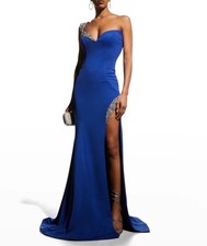 Jovani One-Shoulder Crystal Gown Size 4 Retails 695