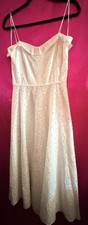Lauren Ralph Lauren White Eyelet Floral Spaghetti Strap Midi Sz 4
