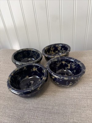 Set of 4 Mini Bennington Potters VT Stoneware Bowls 3'' #1892 Blue Agate