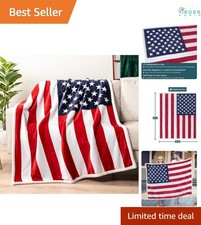 Patriotic American Flag Throw Blanket Microfiber Sherpa Fleece 50x60 inches