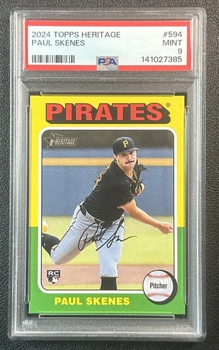 PAUL SKENES PSA 9 2024 TOPPS HERITAGE HIGH NUMBER #594 ROOKIE RC PIRATES 7385