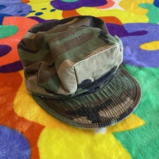 Vintage US Army Pillbox Hat Cap Camouflage Camo Military Tactical Milspec 90s