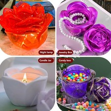 Resin Jar Molds with Lid, Rose Flower Jar Molds for Epoxy Resin Casting, Cand...