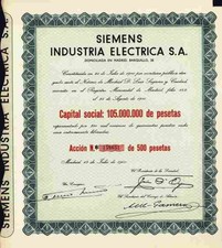 Siemens Indústria Eléctrica 1960 Madryt Barcelona Cornellà Siemens Schuckert 500