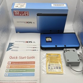 Nintendo 3DS XL Blue SPR-S-BKAB-USZ w Box Charger 6AR Cards Tested