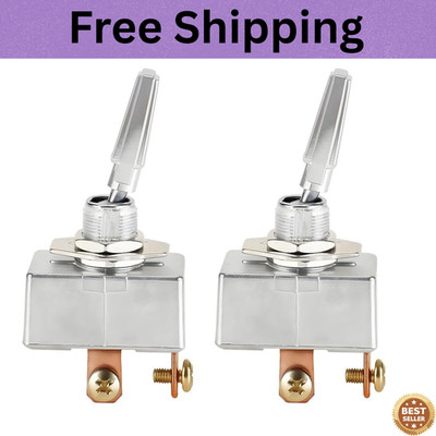 2 PCS Heavy Duty Toggle Switch, 50A 12V 2 Pin SPST Toggle Switch with Screw Term