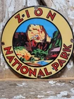 VINTAGE NATIONAL PARK PORCELAIN SIGN OLD ZION UTAH RANGER HIKING CAMP CABIN HIKE