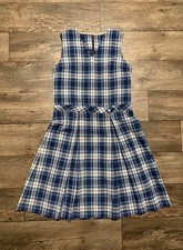 School Apparel Inc Blue Black Plaid Uniform Dress - Girls Size 14 Made in USA