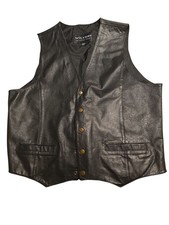 Wilson's Leather Vest Snap Down Button Pockets Black Womens Size Large