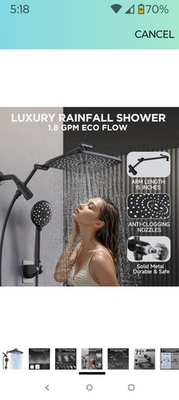 #ad Veken Wide Rain Shower Head with 6 Modes Handheld Water Spray，High Pressure S... $47.99