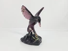 Vintage Fenton Hummingbird Figurine Amethyst Hand Painted Dragonfly Gold Signed