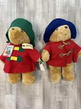 Vintage Paddington Bear Plush Lot of 2 Red Coat Stuffed Bears Kids Gifts 15  