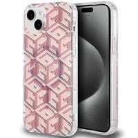 Case Guess GUHMP15SHGCUSTGP Apple Iphone 15 / 14 Hardcase Iml Gcube Magsafe Rosa