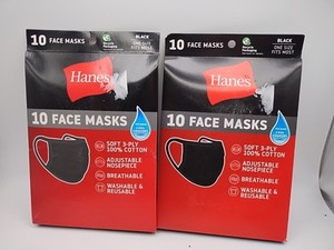 HANES FACE MASKS 10 PACK NIB (2 PACKAGES) 20 TOTAL MASKS 