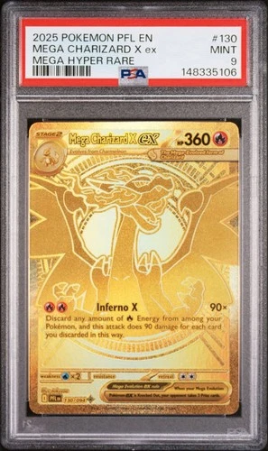 2025 Pokemon EN Mega Charizard X ex Hyper Rare 130/094 PSA 9