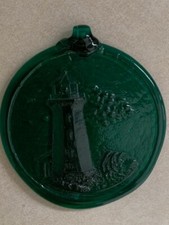 Handcrafted Emerald Green Lighthouse Glass Window Ornament