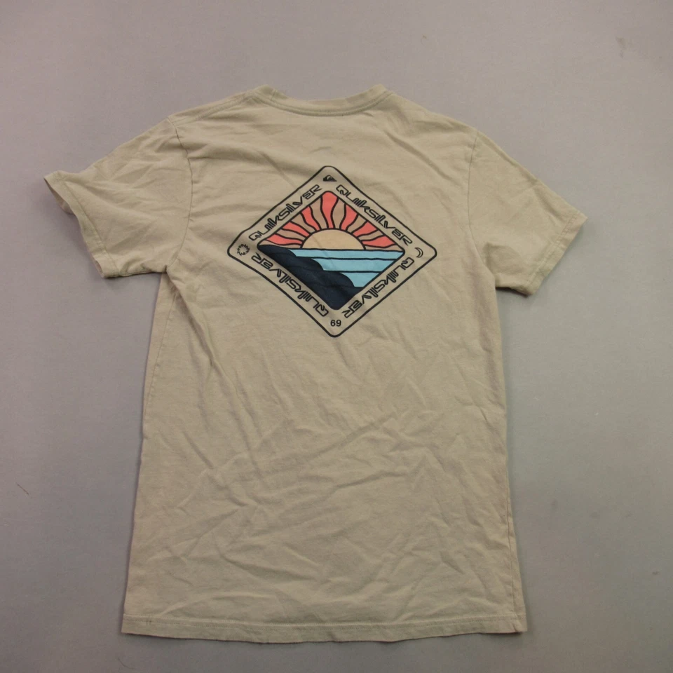 Camisa Quiksilver Niños Manga Corta Informal Cuello Redondo Pequeña Ligera Beige Foto 4 de 4