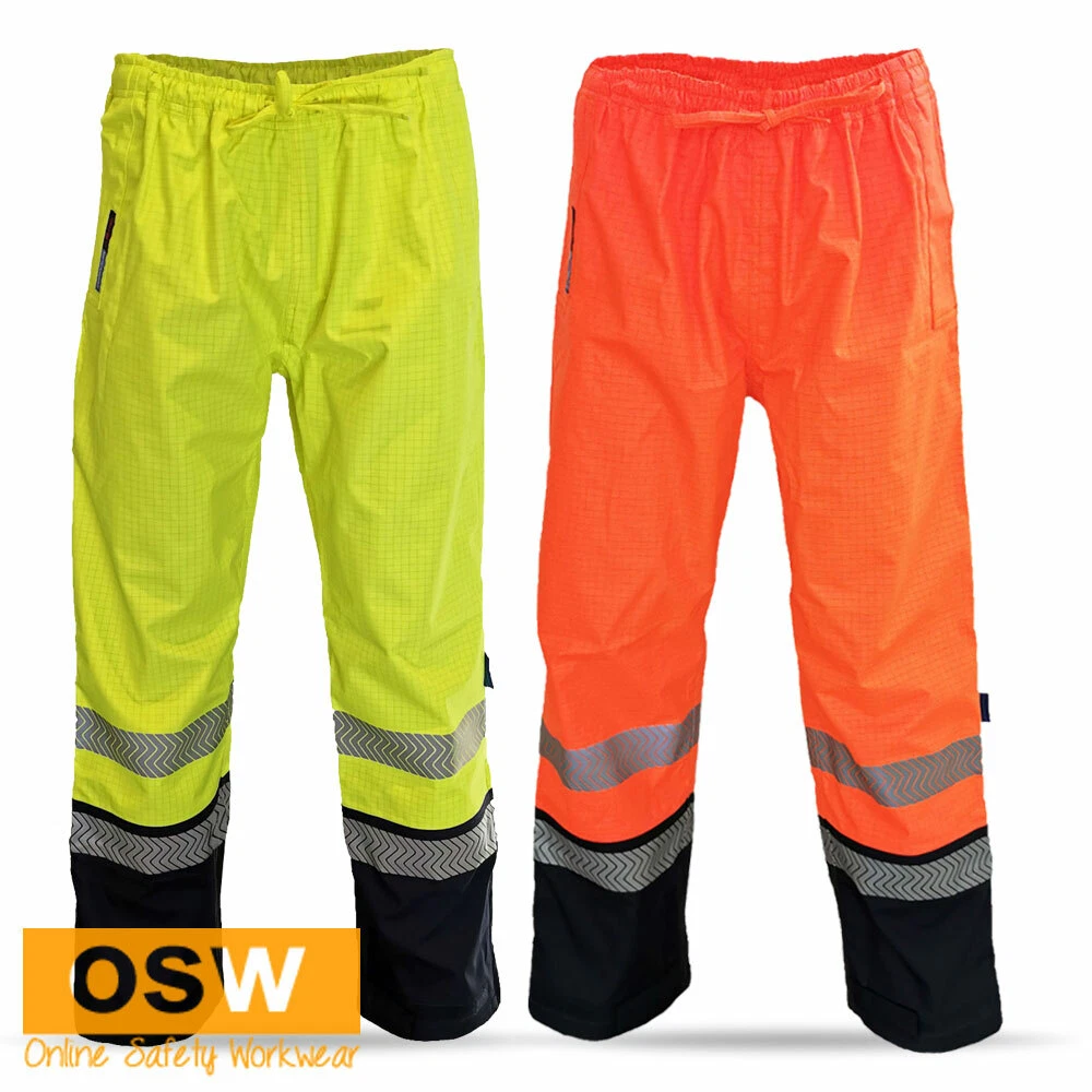 Hi Vis Mens Waterproof Flame Resistant HRC2 Day Night Segmented Taped Rain Pants