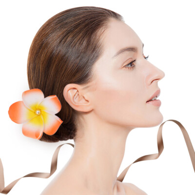 3 Paar Hawaiianische Haarnadeln – Frangipani-Blumen Aus Schaum, Weiß & Rosa, Je 7 Cm