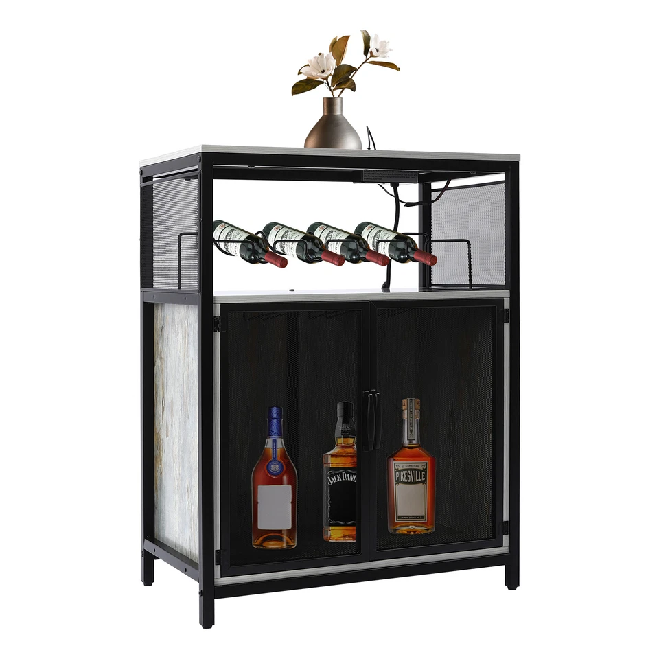 Wine Rack Bar Drink Bottle Storage Shelves Glass Holder Free Standing Wooden - Image 4 of 4