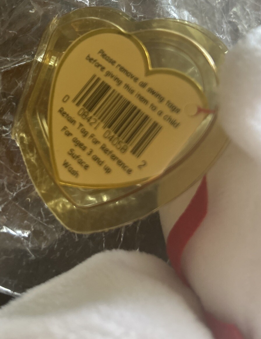 RARE NEW Ty Valentino Bear Beanie Baby 1993/1994 with Brown Nose and tag errors! thumbnail 11