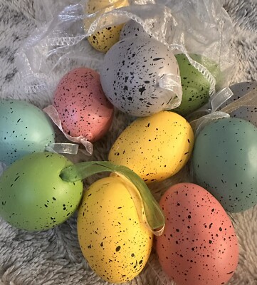 5 Pastel Speckled Easter Egg Ornaments Spring Decor Tree Farmhouse