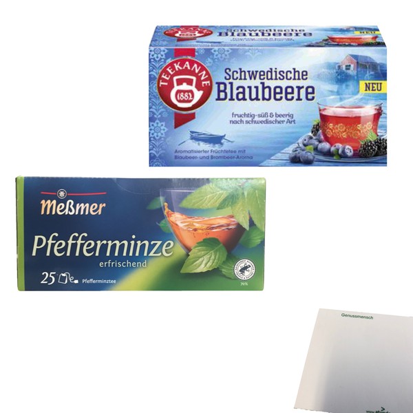MeßMer Pfefferminztee 25 Teebeutel Teekanne Blaubeere 20 Teebeutel Usy Block-image