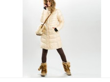 Lole Eloise 2 Jacket Womens Downglow 600 Duck Down Hooded Puffer Coat Ivory Sz L