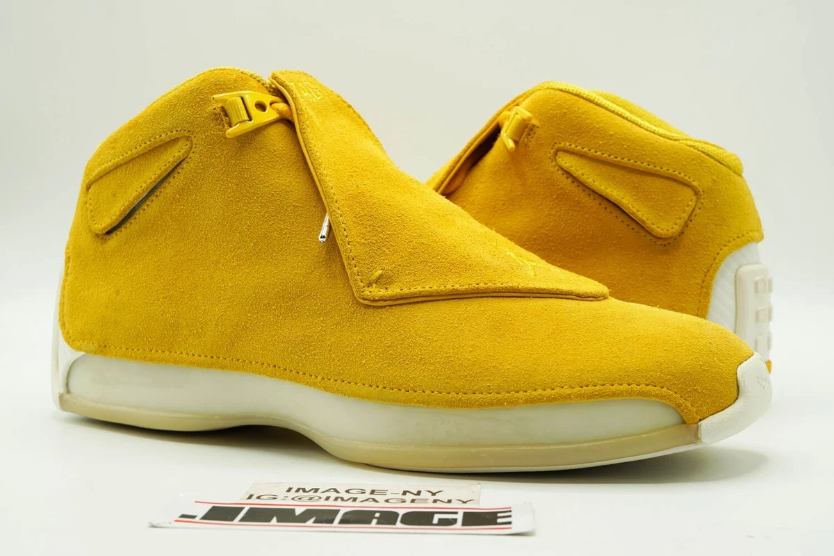 Mens Air Jordan XVIII 18 Retro Suede Yellow Ochre Sail AA2494-701 