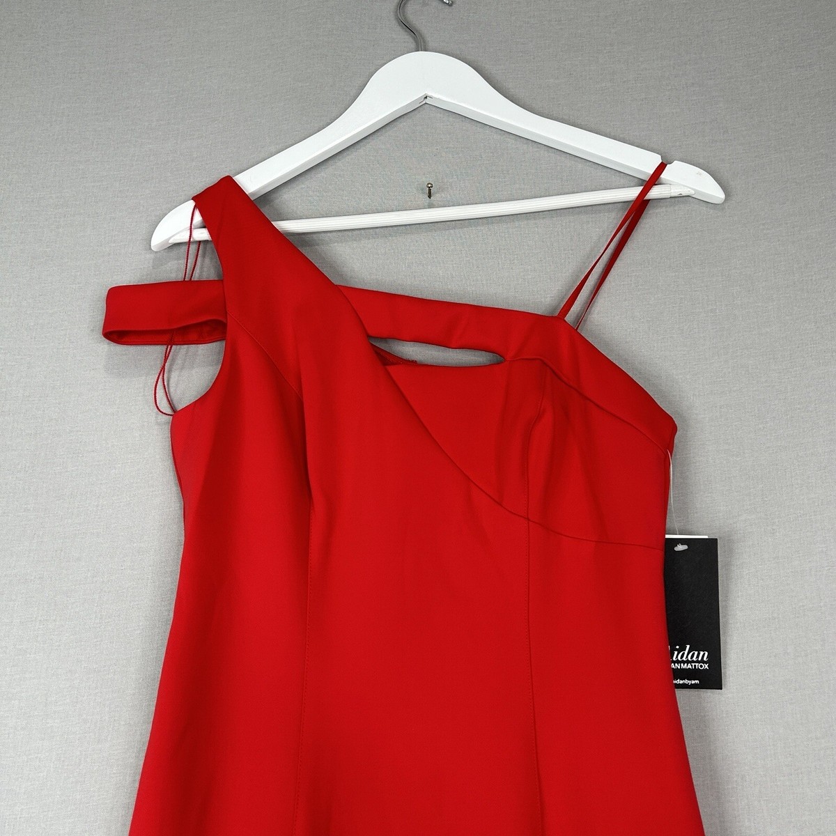 Aidan Mattox Women Dress 6 Red Fitted Cocktail One Shoulder