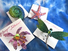 BETSEY JOHNSON SHELL STARFISH DRAGONFLY GLAM  IRIS FLOWER STRETCH RING- U CHOOSE
