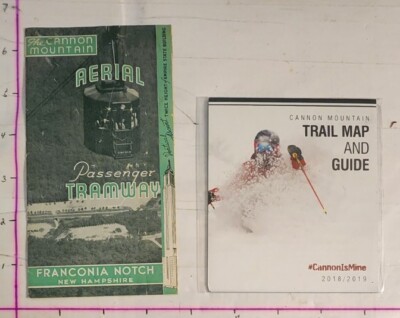 1940's Era CANNON MT AERIAL TRAM BROCHURE &  2018/19 TRAIL MAP.