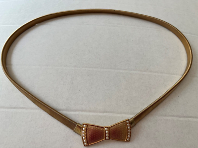 Unbranded Stretchable Belt in Gold Hardware. Unbranded Womans Elastic Square Dance Waist Belt Navy Gold  main image 2