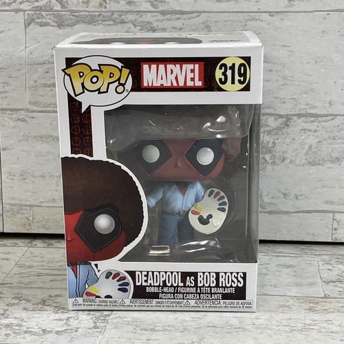 Funko Pop! Marvel #319 Deadpool as Bob Ross NIB. Collectible Bobble Head