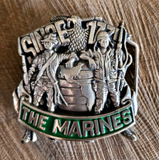 Vntg USMC Solid Brass Belt Buckle Since 1775 United States Marines 1982 Baron