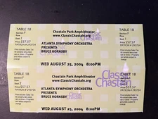 PAIR UNUSED TABLE TICKETS BRUCE HORNSBY CHASTAIN PARK ATLANTA  AUGUST 25, 2004