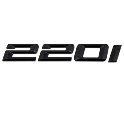 Glanz Schwarz 220i Heck Kofferraum Flach Auto Abzeichen Emblem Buchstabe Nummer für BMW