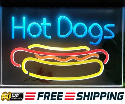 Hot Dogs Fast Food Restaurant LED Neon Sign Light Wall Art Lamp Cafe Shop Décor
