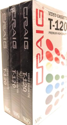 Craig CC358 Premium Blank T-120 VHS Video Tapes - Pack of 3 (A252)